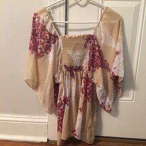 Sheer floral print blouse